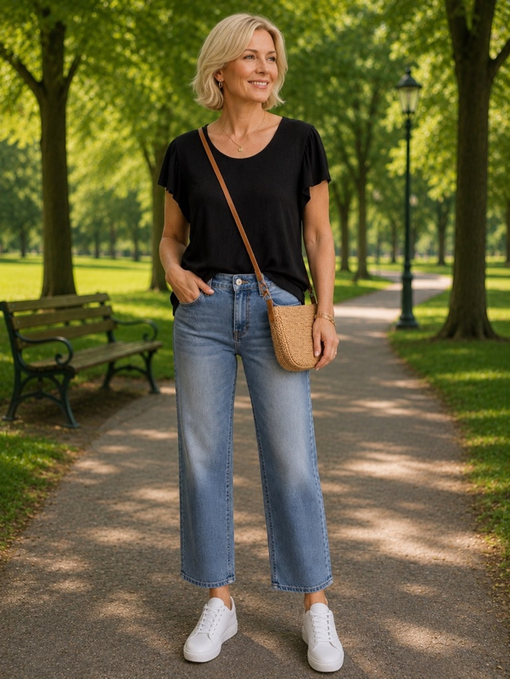 Max Studio Black Short Sleeve Scoop Neck Tee
